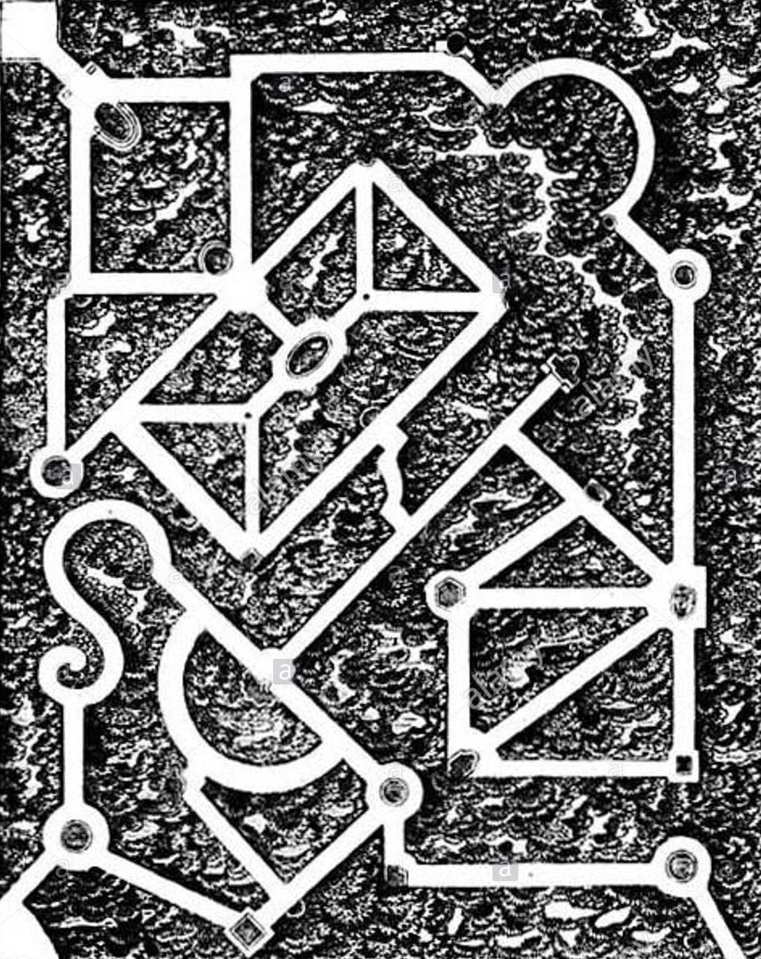 Château des Arcis - L’Ile Labyrinthe - Plan du labyrinthe de Versailles